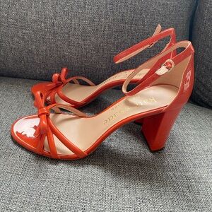Kate Spade Flamenco Bow Patent Leather Ankle Strap Sandals